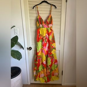 NWT Farm Rio Red Neon Floral Maxi Dress